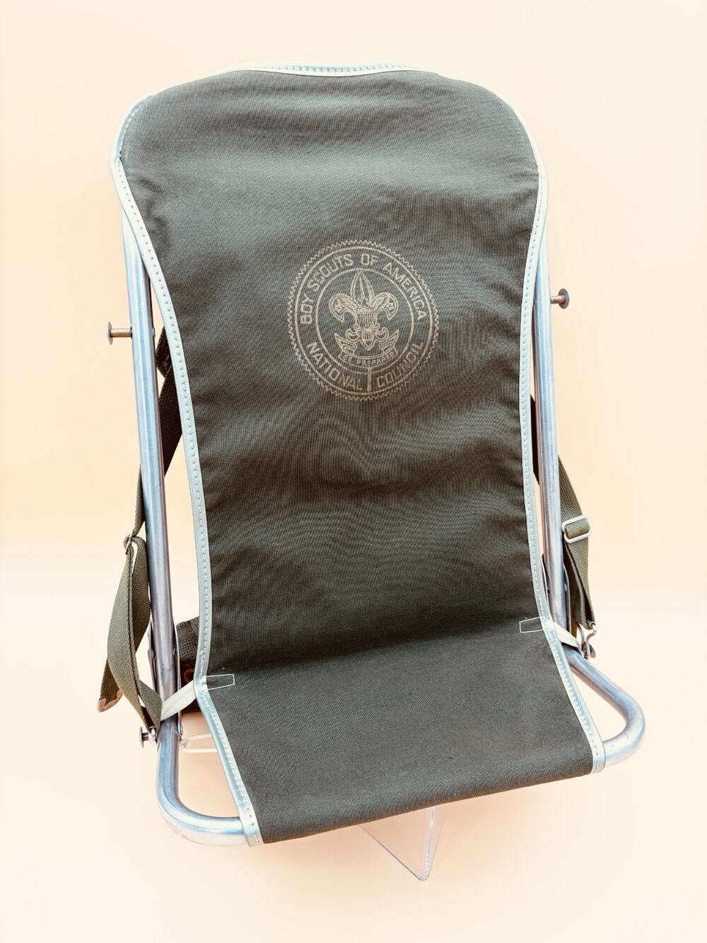 Boy Scout Folding Chair BSA Backpack Stadium Seat Canvas Aluminum Vintage Camp